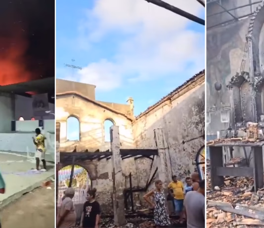 Incêndio destrói Igreja do Remedinho em São Bento, MA
